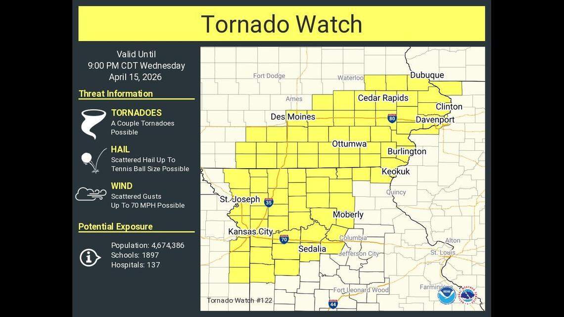 Tornado watch issued for Kansas City area as severe storms move into metro