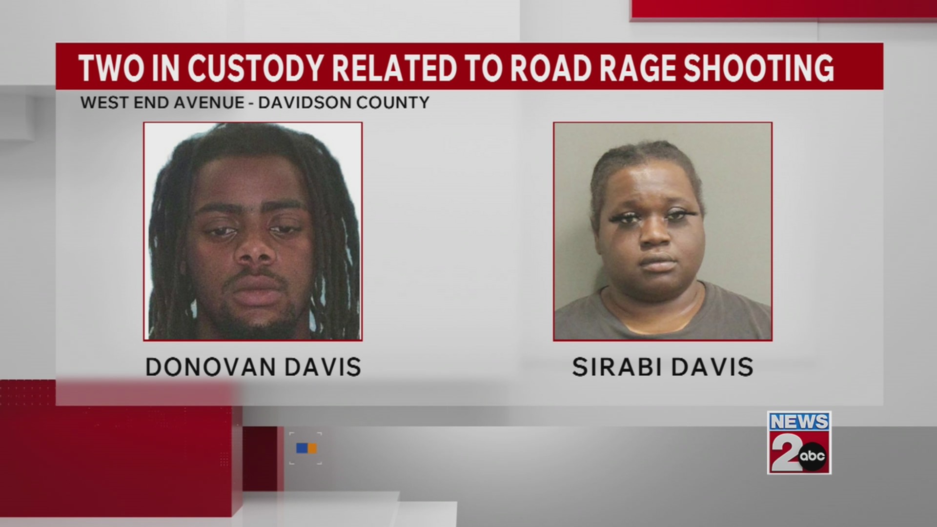 Two in custody related to March road rage shooting along West End Avenue