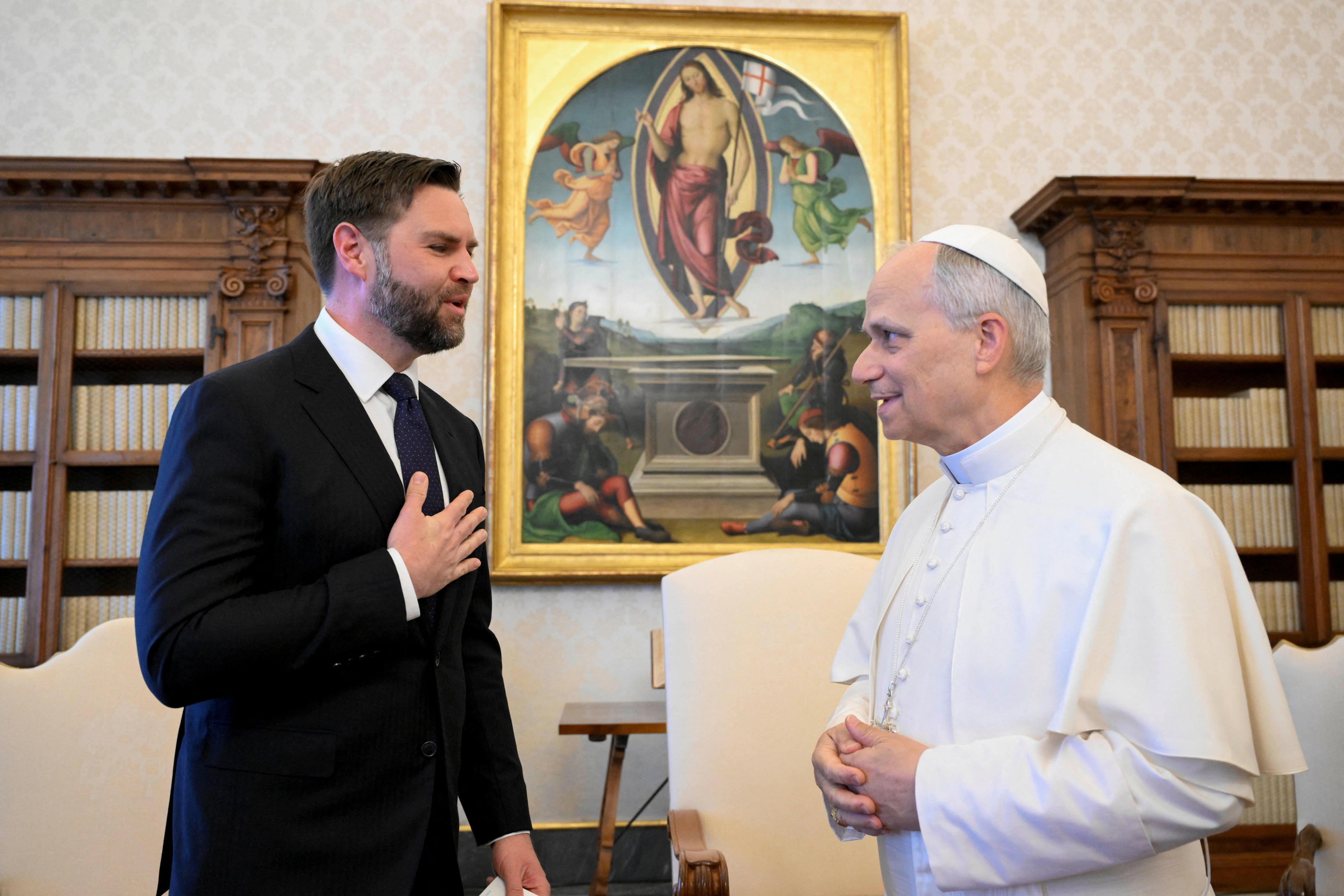 Pope Leo XIV meets Vice President JD Vance at the Vatican on May 19, 2025.