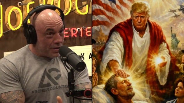 Joe Rogan loses it over Trump's ridiculous excuse for posting AI Jesus ...