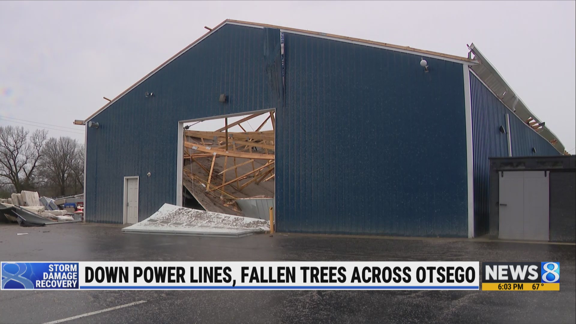 Down power lines, fallen trees across Otsego