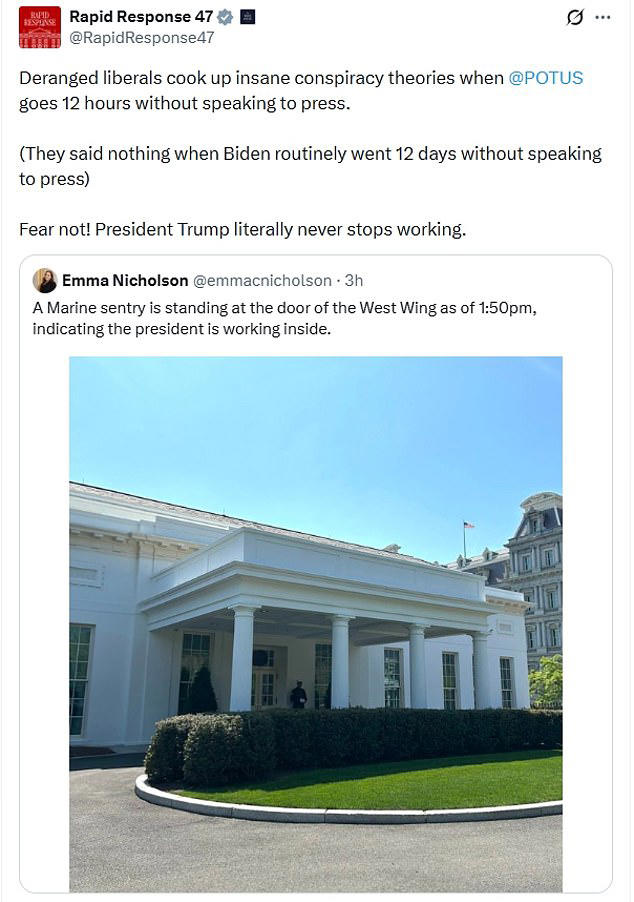 White House hits out at 'deranged liberal conspiracy theory' claiming(02)