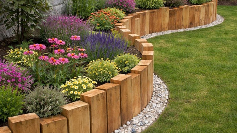 The easy scrap wood DIY that creates a unique garden border on a budget