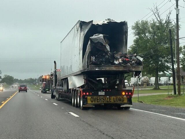 2 injured after tractor-trailer catches fire on Interstate 20