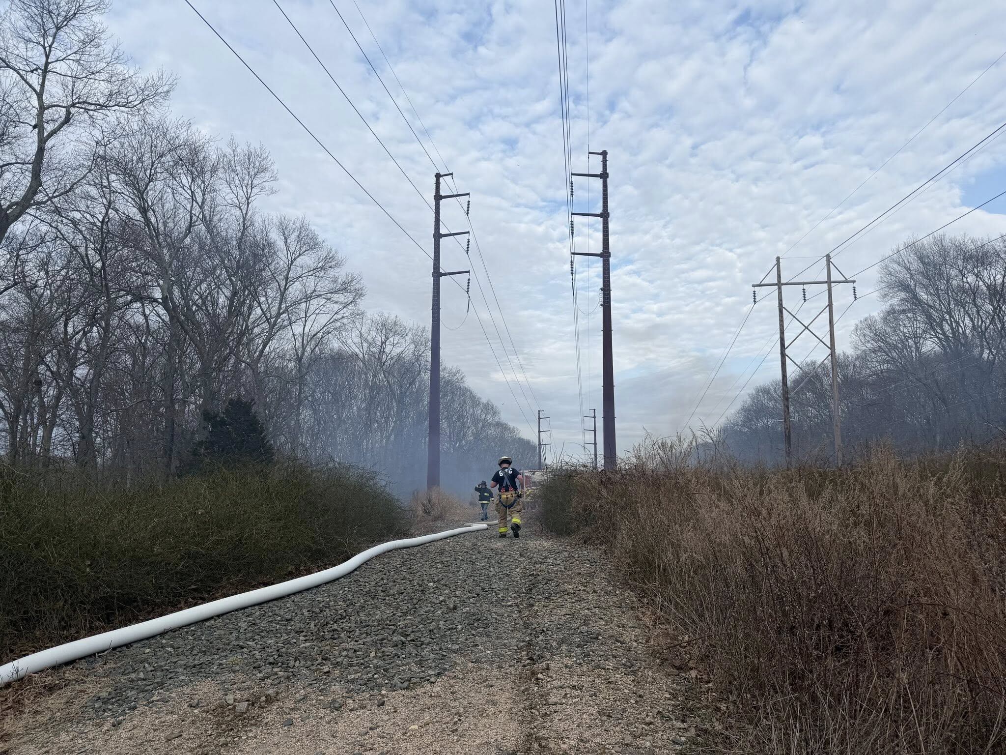 Crews battle brush fire in Ledyard