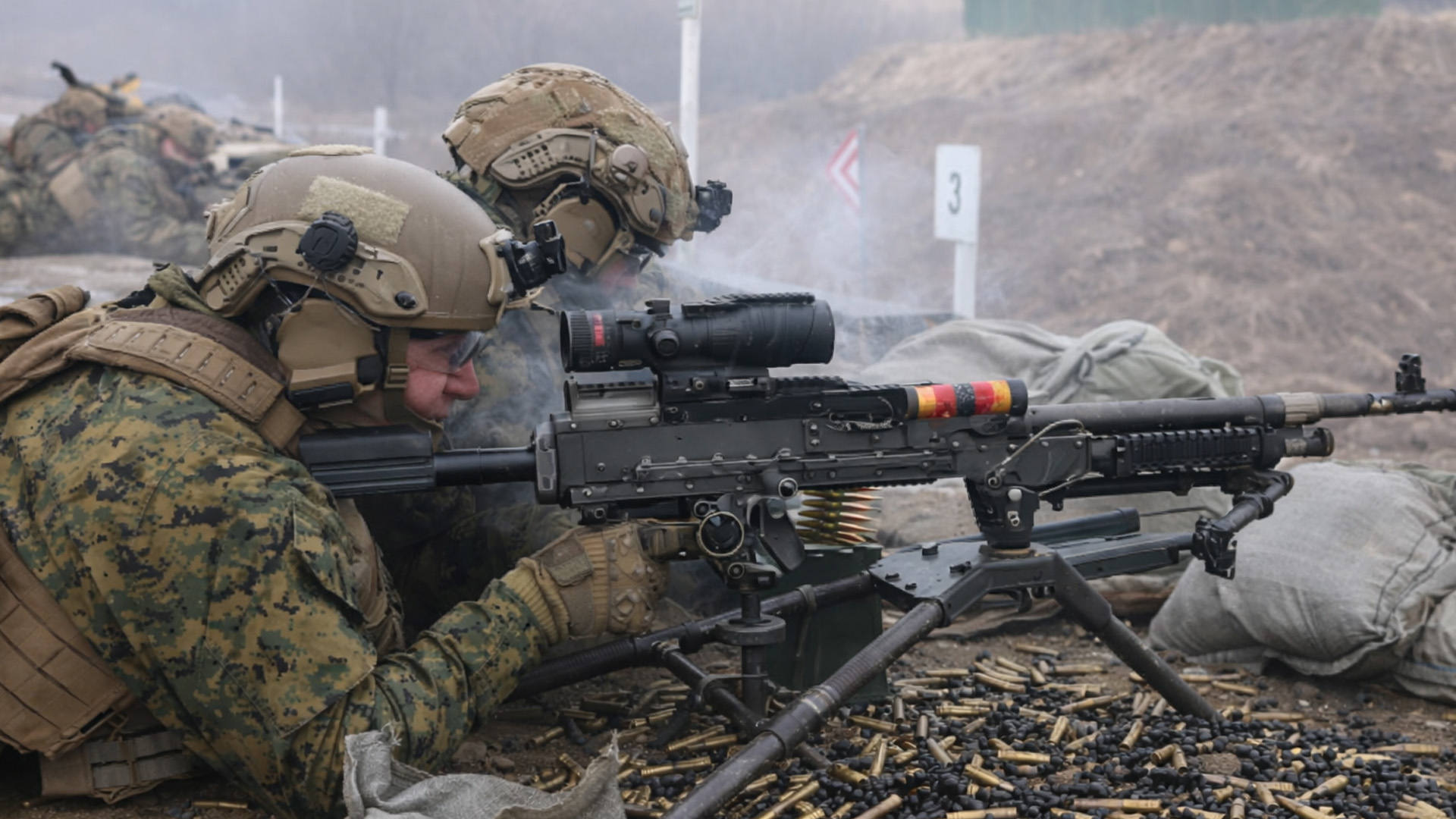 US Marines conduct live fire machine gun exercise