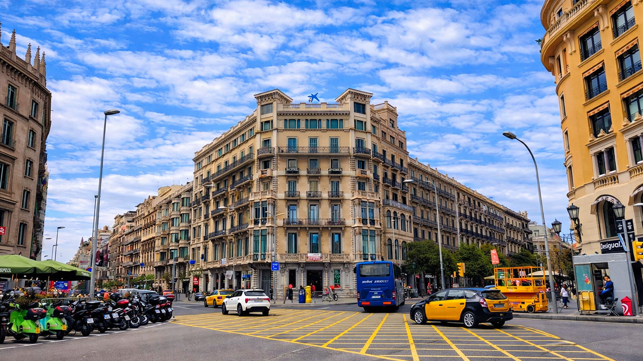 This Barcelona street feels lively and structured