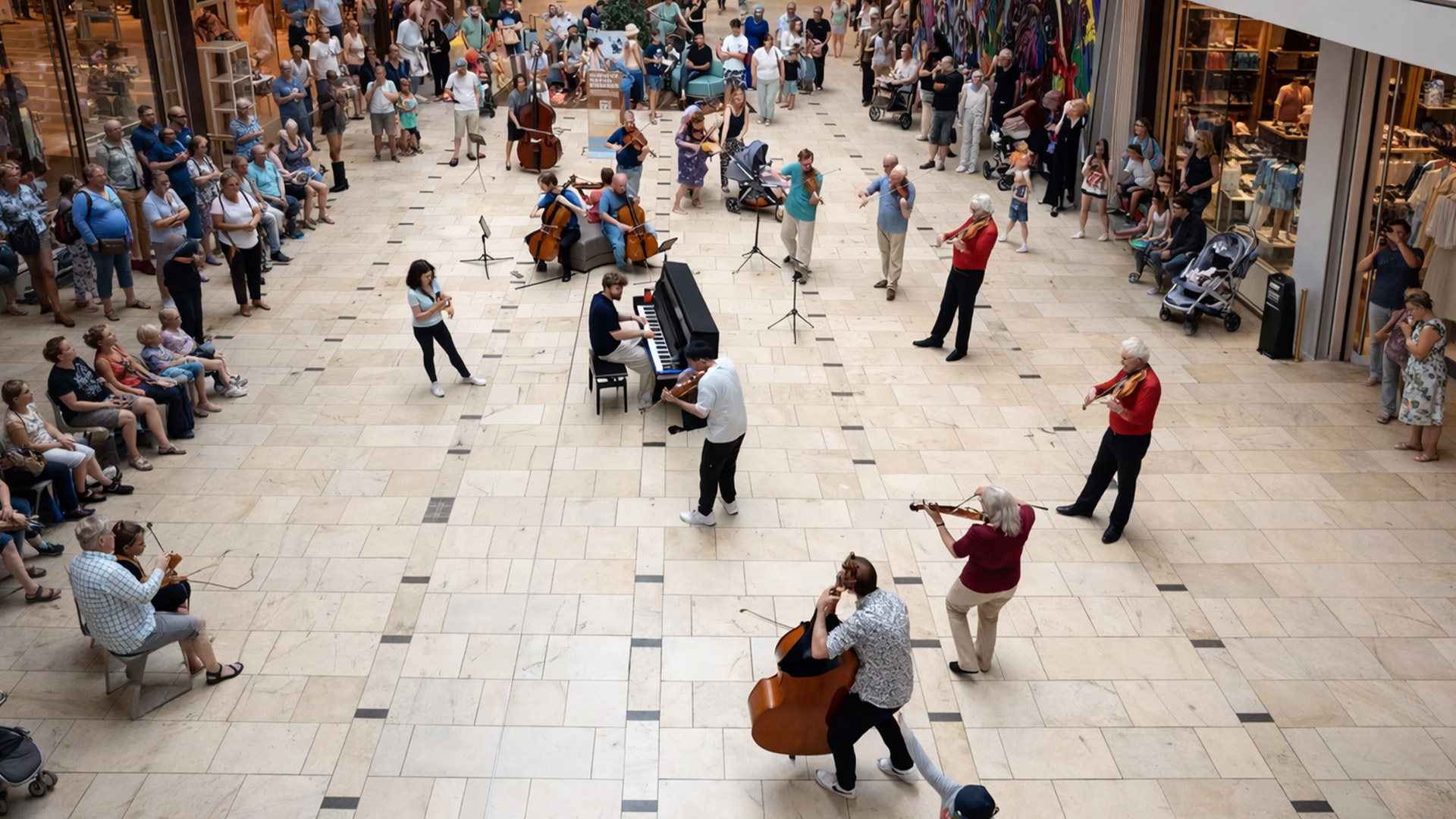 A shopping mall turns into a flashmob performance