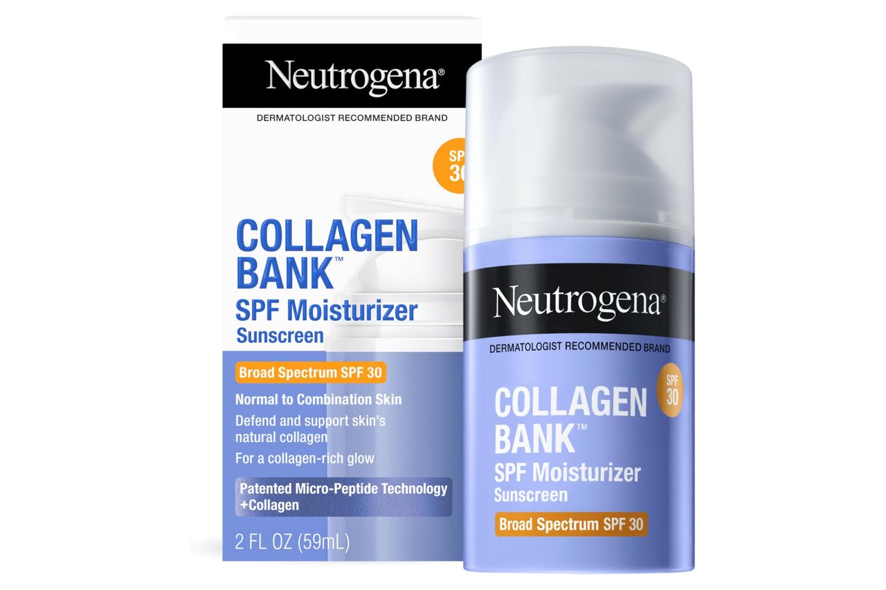 Neutrogena Collagen Bank Face Moisturizer, Broad Spectrum SPF 30 Anti-Aging Face & Neck Collagen Cream, Micro-Peptides, No White Cast 2 fl oz & Trial Size Hydro Boost Facial Cleanser, 0.5oz