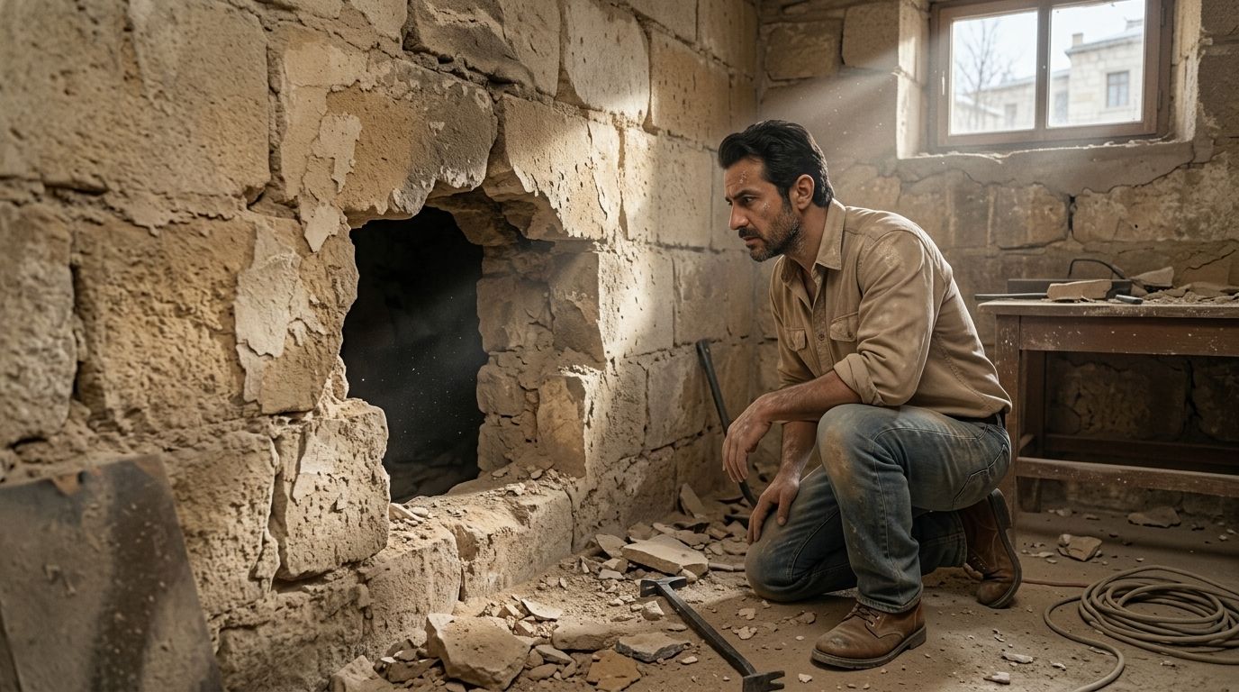 A sledgehammer, a basement and a buried city
