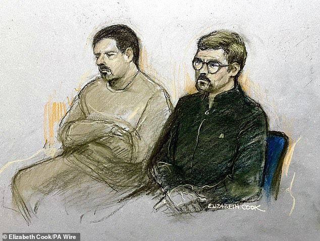A court sketch of Gary O'Grady and Joey Barton in the dock at Liverpool Magistrates' Court on Tuesday, March 10