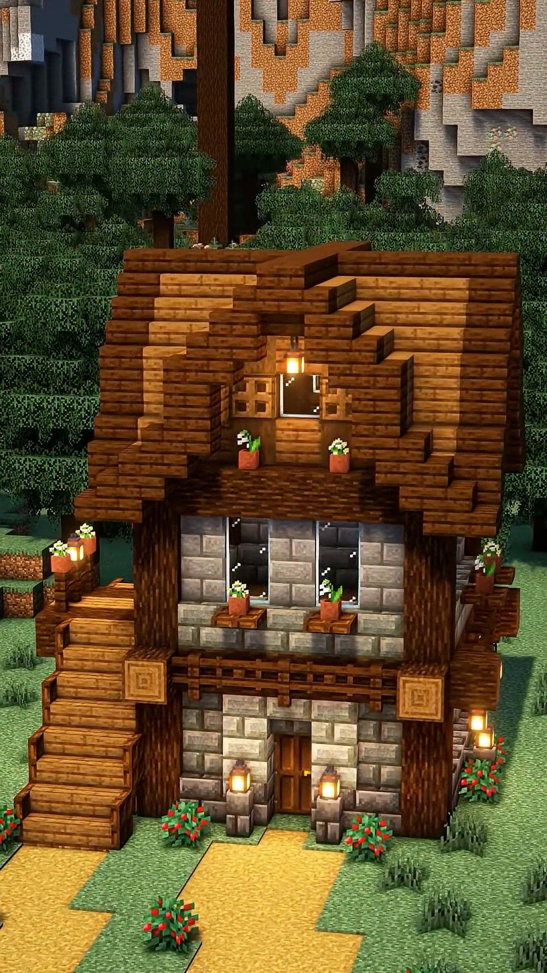 A simple spruce build turns into a cozy Minecraft house