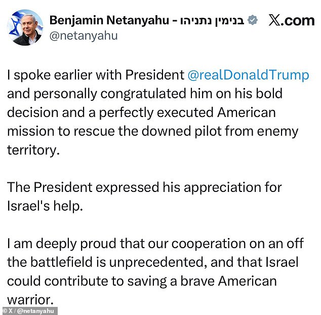 Netanyahu praises Trump for 'perfectly executed' mission after rescue ...