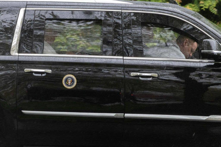 Donald Trump emerges from the White House after controversial Easter ...