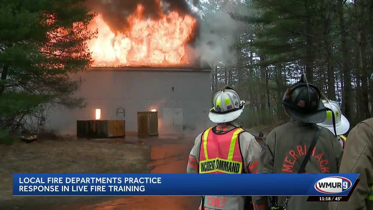 NH fire departments practice emergency response in live-fire training