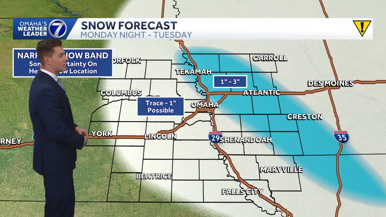 Snow forecast for Monday night and into Tuesday morning