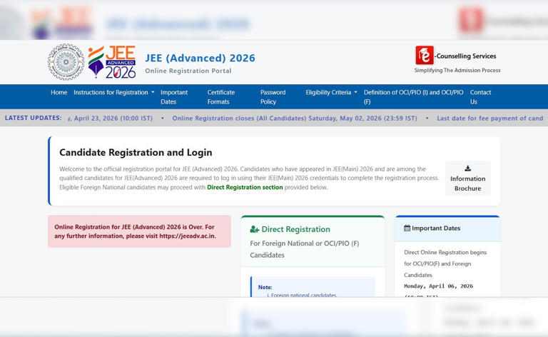 IIT Roorkee opens JEE Advanced 2026 registration for foreign and OCI ...