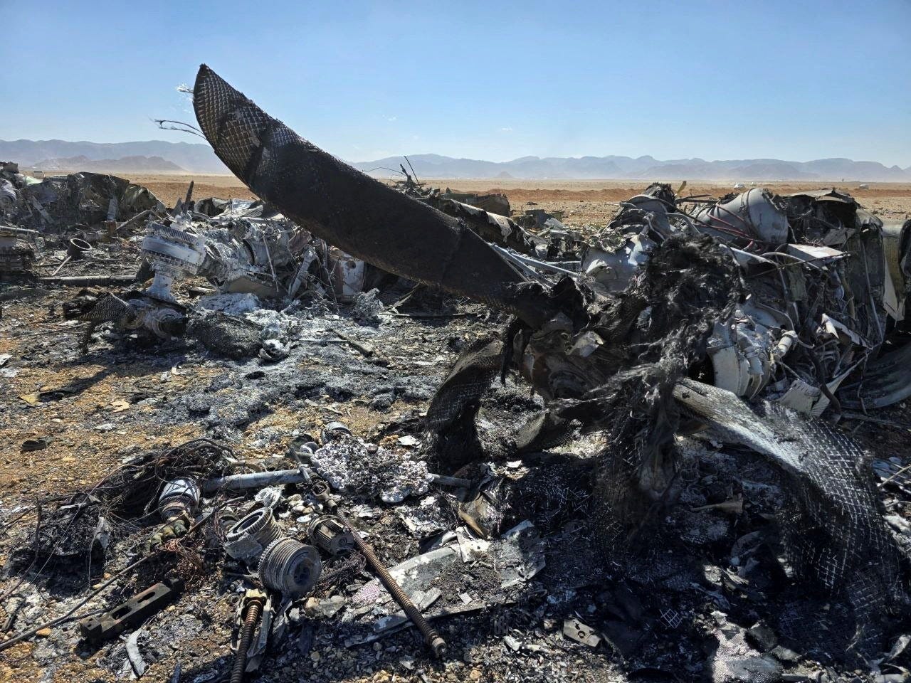 Photos appear to show destroyed US aircraft left in Iran after special forces rescued a stranded F-15E airman<br><br>