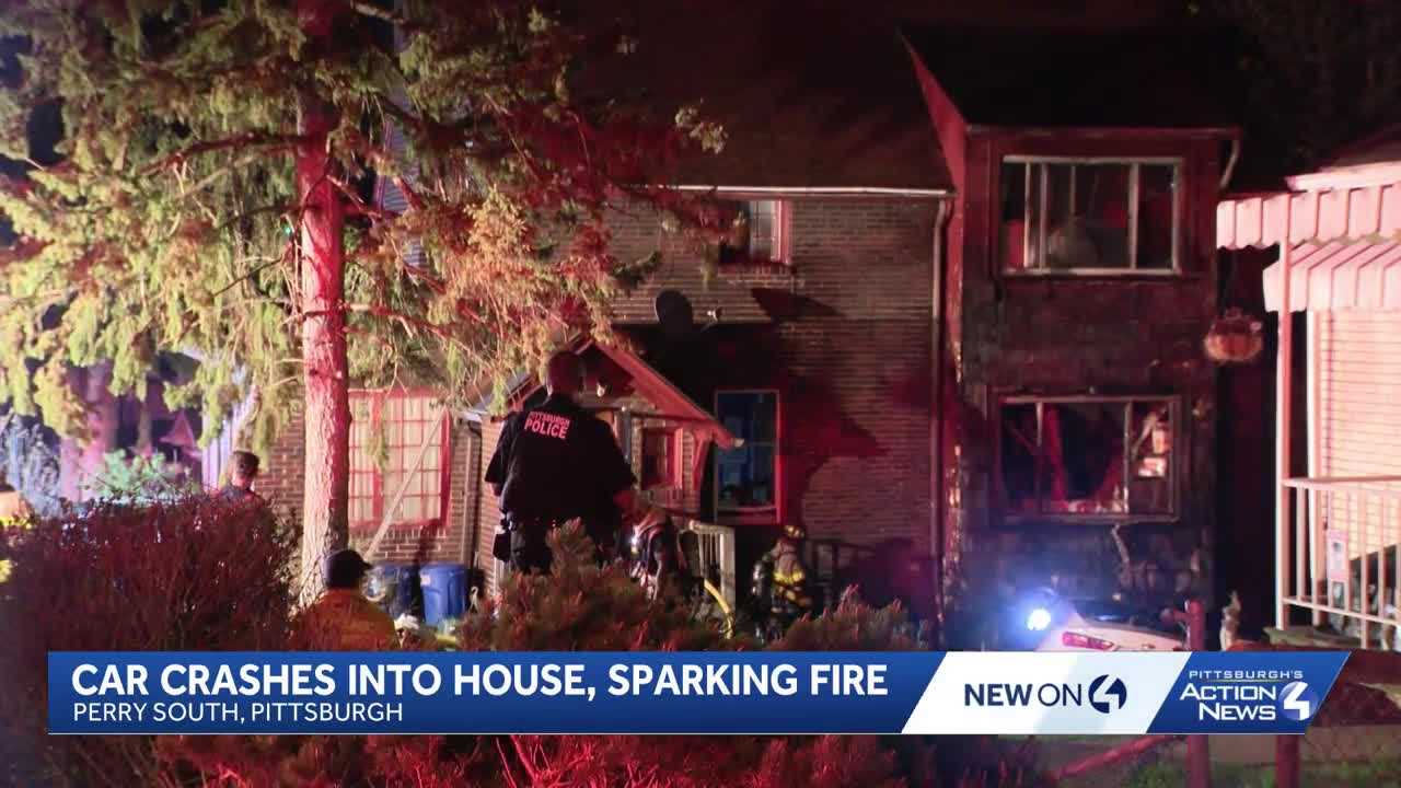 Car crash sparks fire and leaves home condemned in Pittsburgh