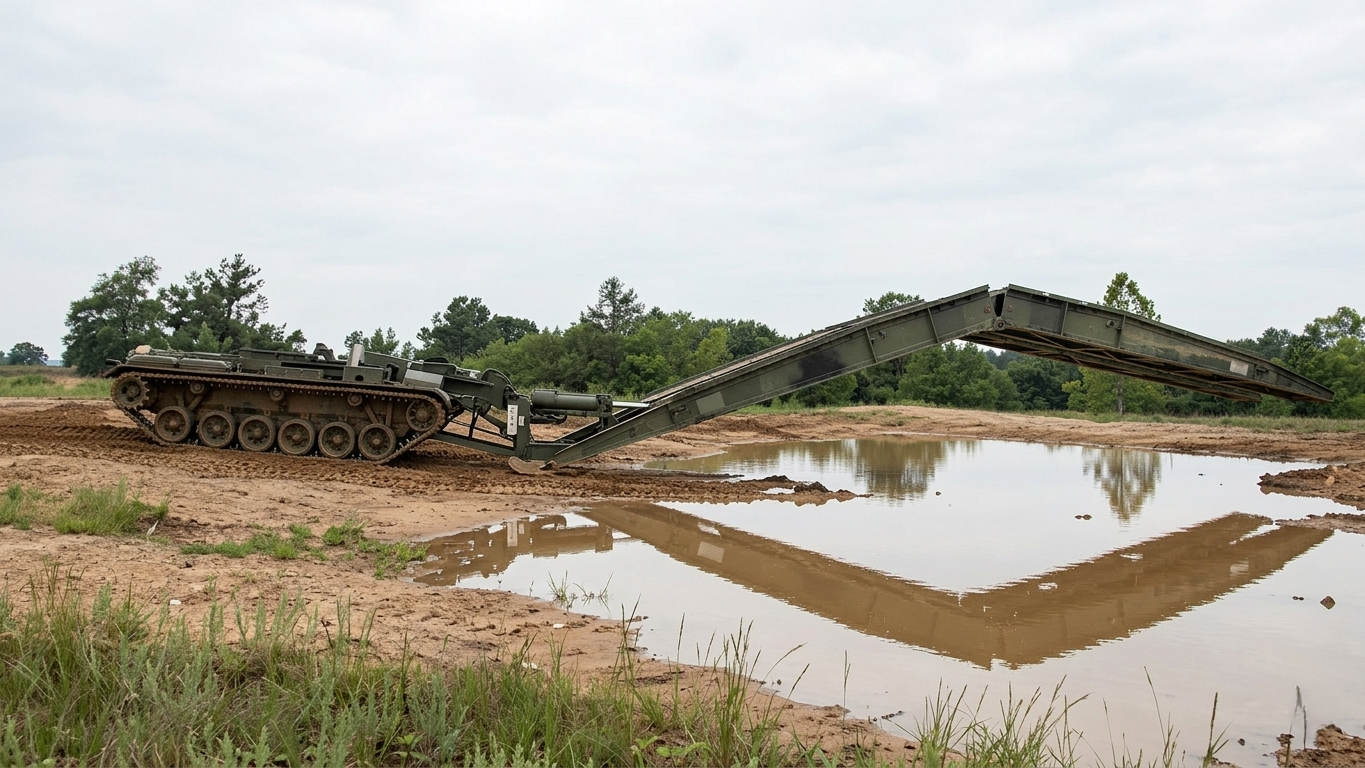 Watch this tank create a bridge out of thin air