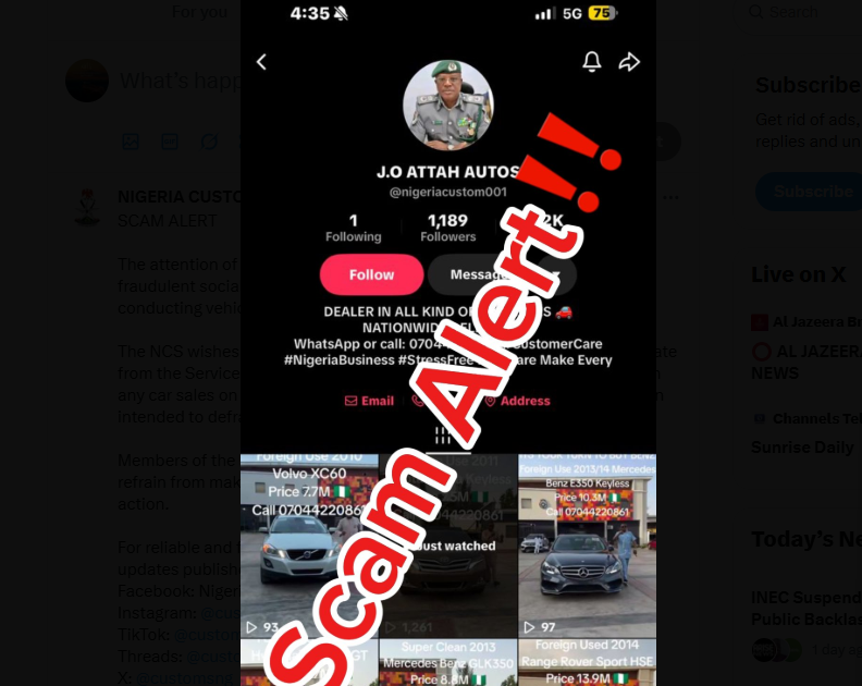 Customs warn against fake automobile auctions on social media