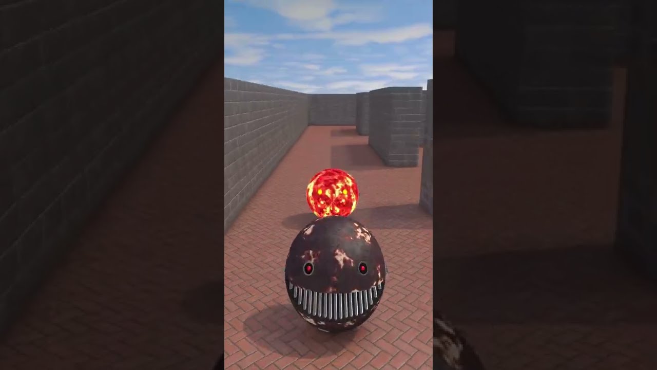 Rusty robot Pacman vs fire robot monster #Shorts