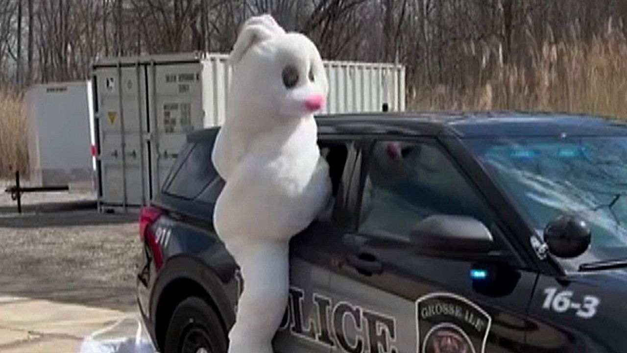 Michigan police recreate viral suspect escape video with Easter Bunny