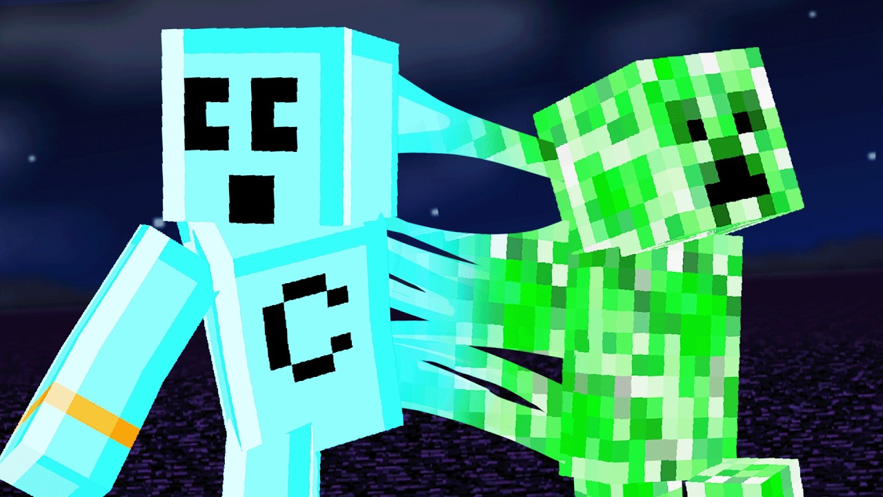 Transforming from a basic creeper into ultimate power in Minecraft