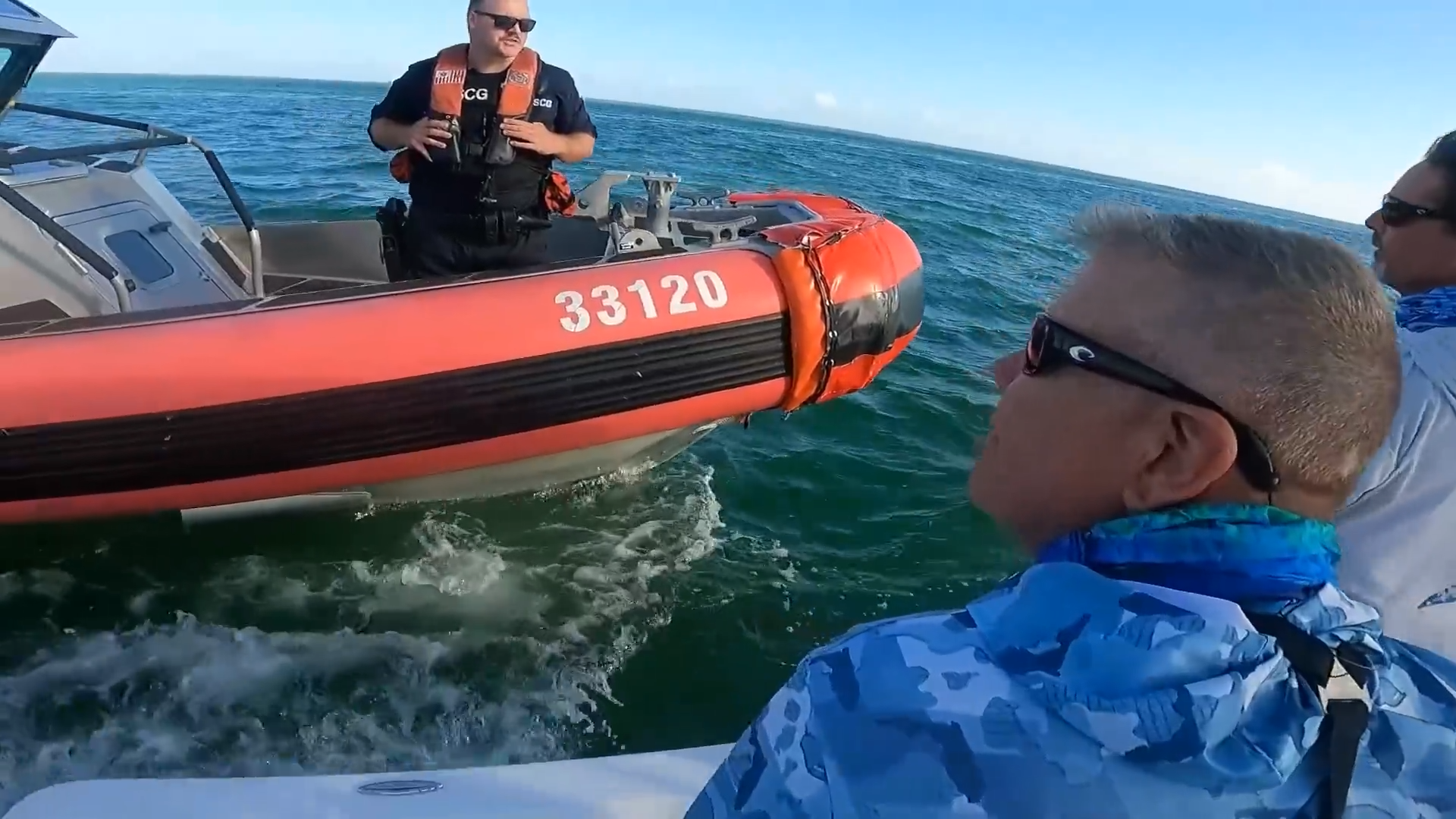 The Coast Guard found us fishing back here