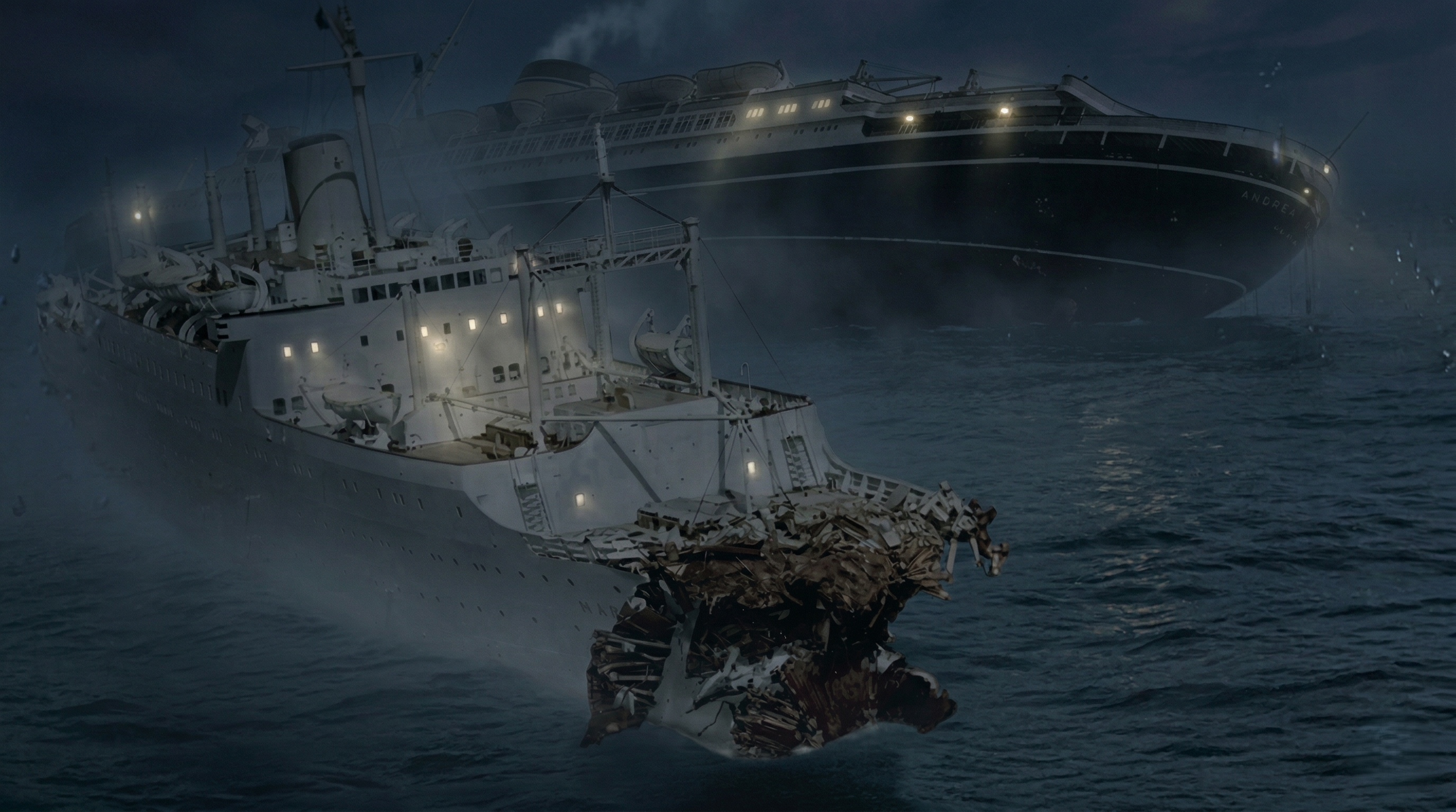 Watch two ships collide after turning the same way in the dark