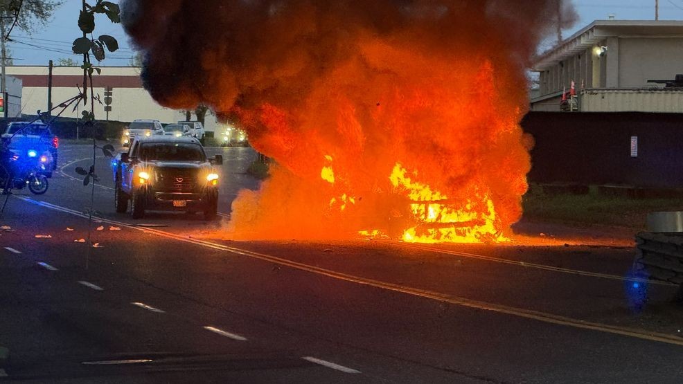 Six injured after van bursts into flames under I-5 in North Portland