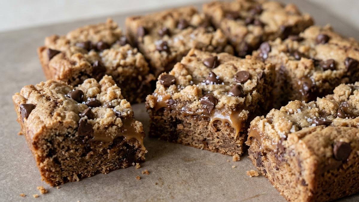 Chocolate caramel cake mix bars