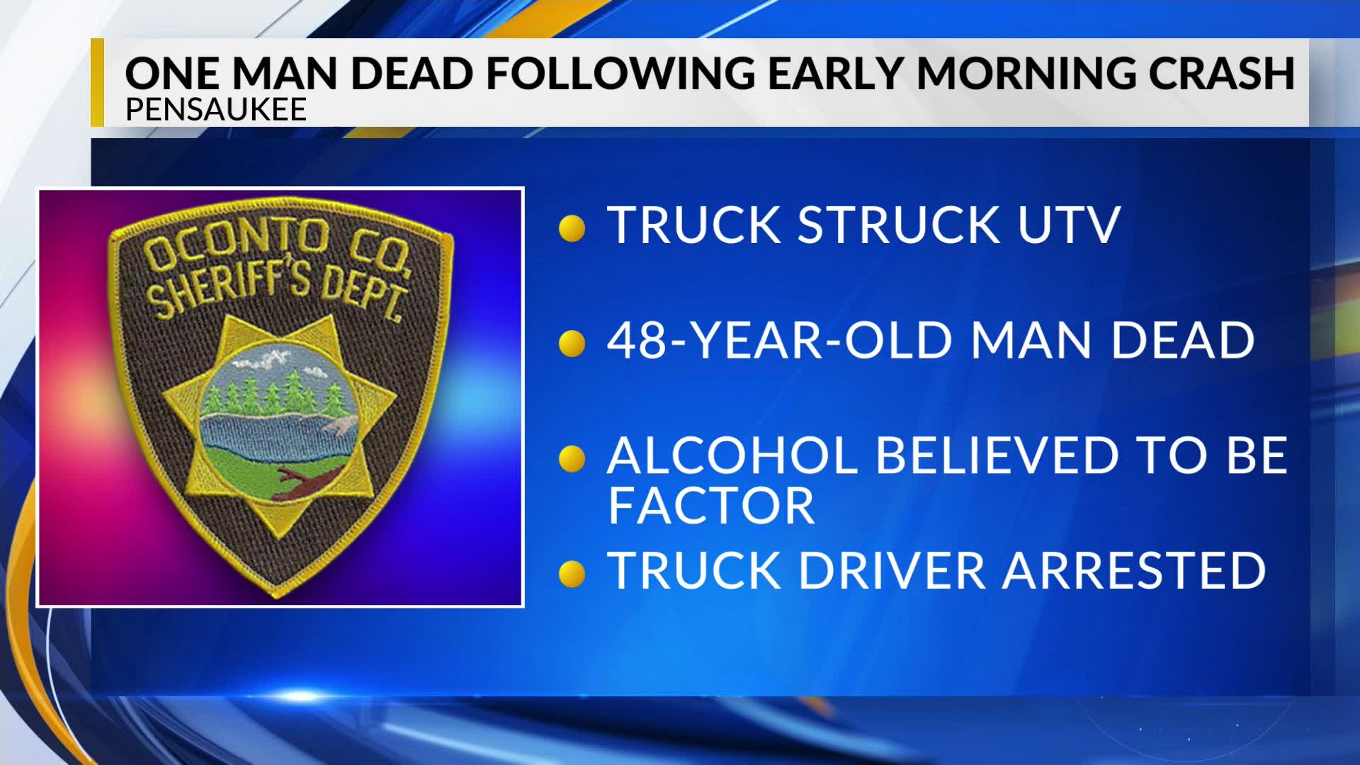 Alcohol believed to be factor in deadly truck, UTV crash in Oconto ...