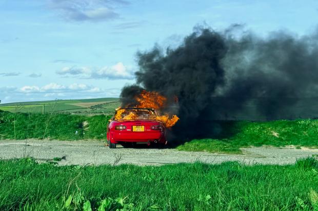 Blazing car fire at popular beauty spot being treated as arson