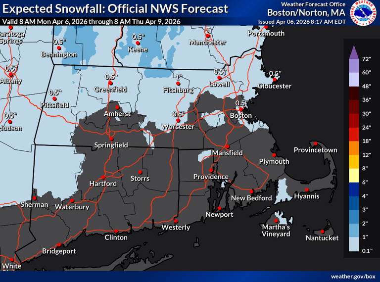 April snowfall expected in Massachusetts. Here's where