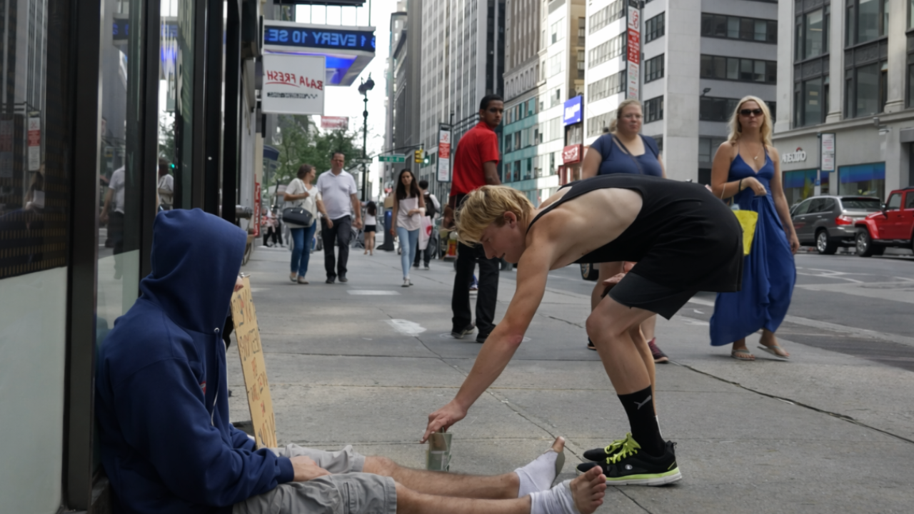 Homeless father and drug addict social test
