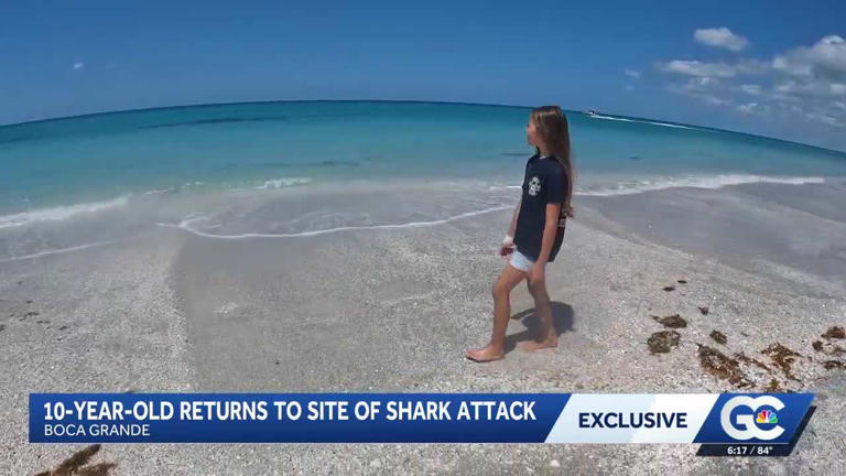 Brave 10-year-old shark attack survivor returns to beach after arm was ...