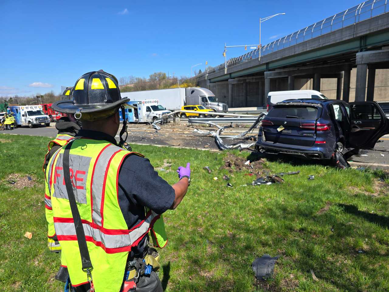 Serious BMW rollover crash shuts Route 80 ramp in Hackensack