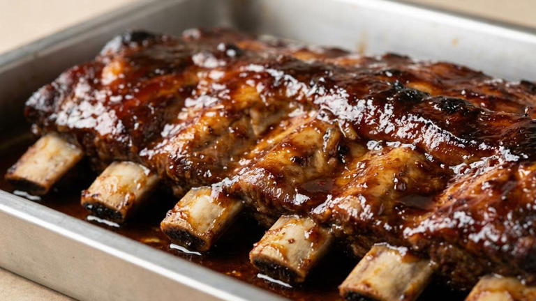 Oven-baked sticky BBQ beef ribs