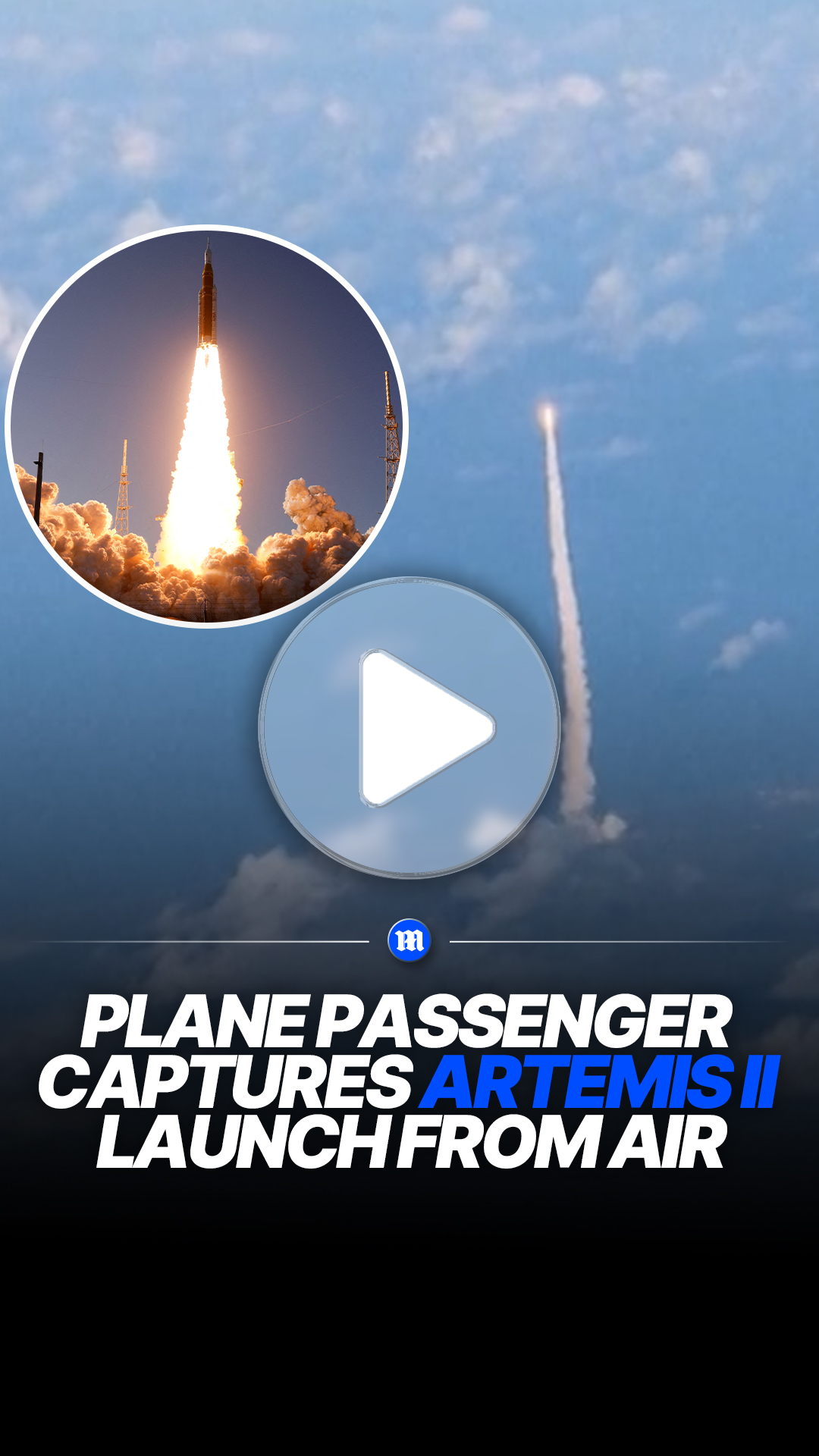 Passenger films Artemis II launch from plane window