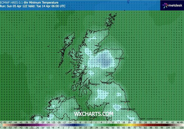 UK weather maps turn icy blue as -4C Arctic freeze hits - 10 coldest cities