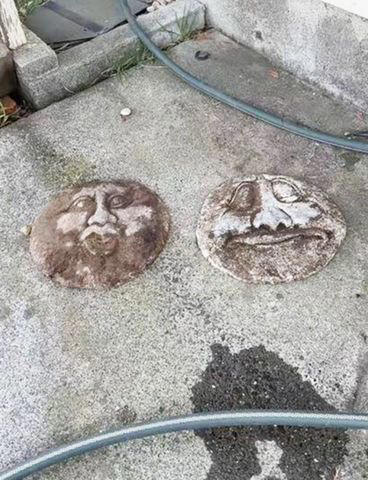 Woman finds face staring back at her among the dirt in her front lawn ...