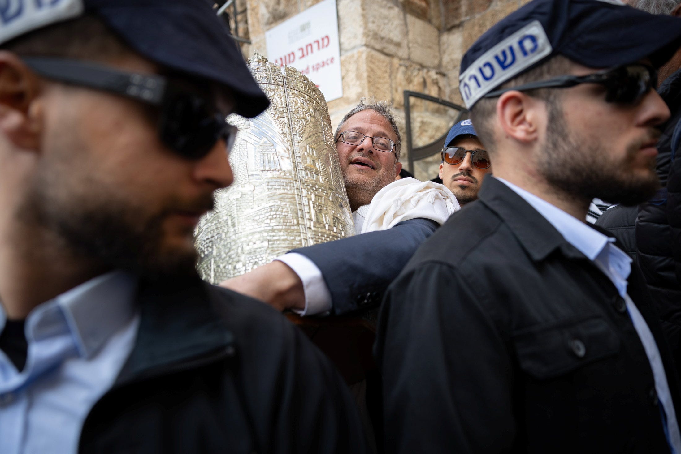 National Security Minister Itamar Ben-Gvir carrying a Torah scroll during last year's Passover priestly blessin... Credit: Noam Revkin-Fenton