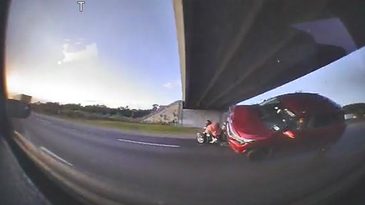 Video shows motorcyclist get thrown off bike by speeding driver on I-4 ...
