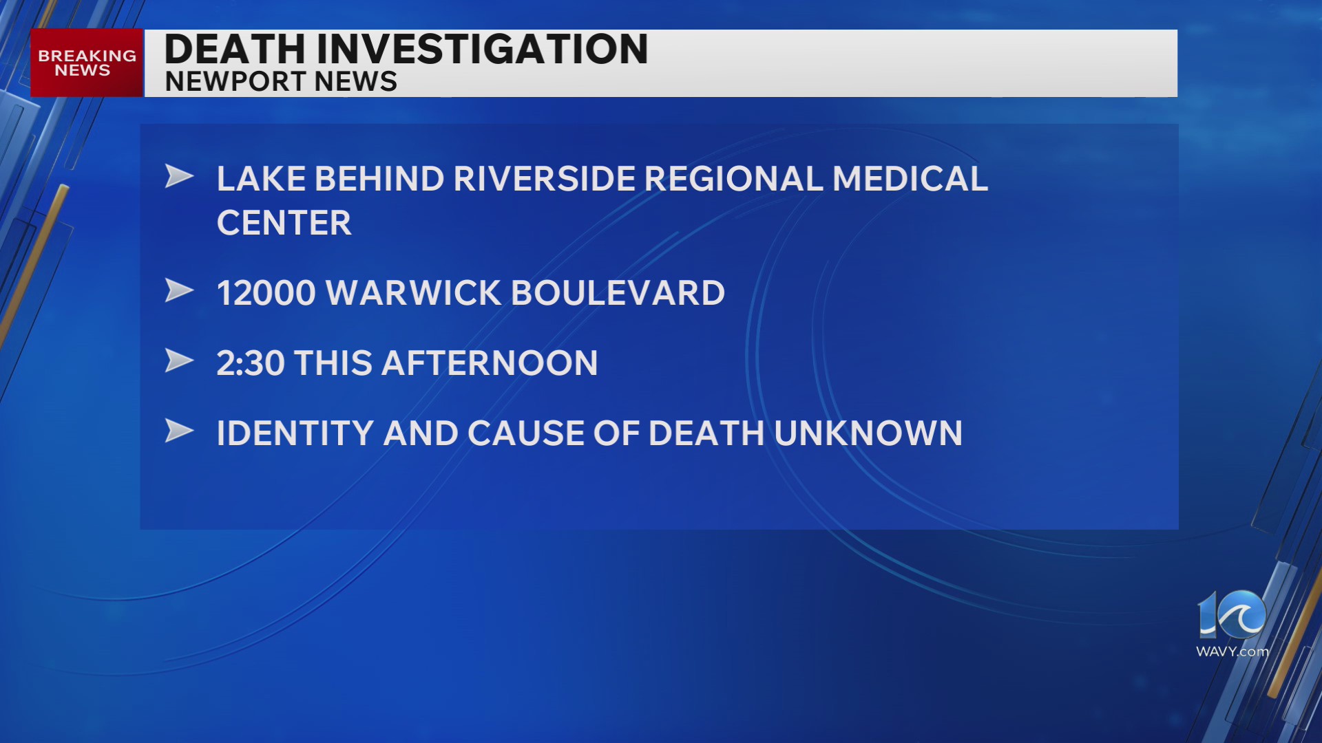 NNPD: Death investigation underway behind Riverside Regional