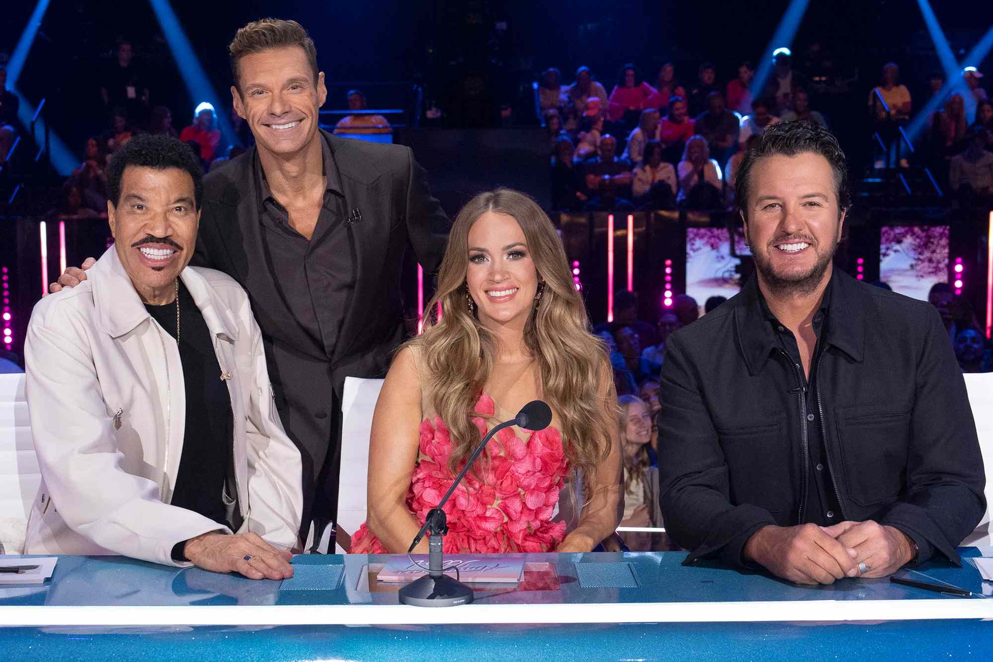 Lionel Richie, Ryan Seacrest, Carrie Underwood, and Luke Bryan on 'American Idol' March 30 Credit: Disney/Eric McCandless