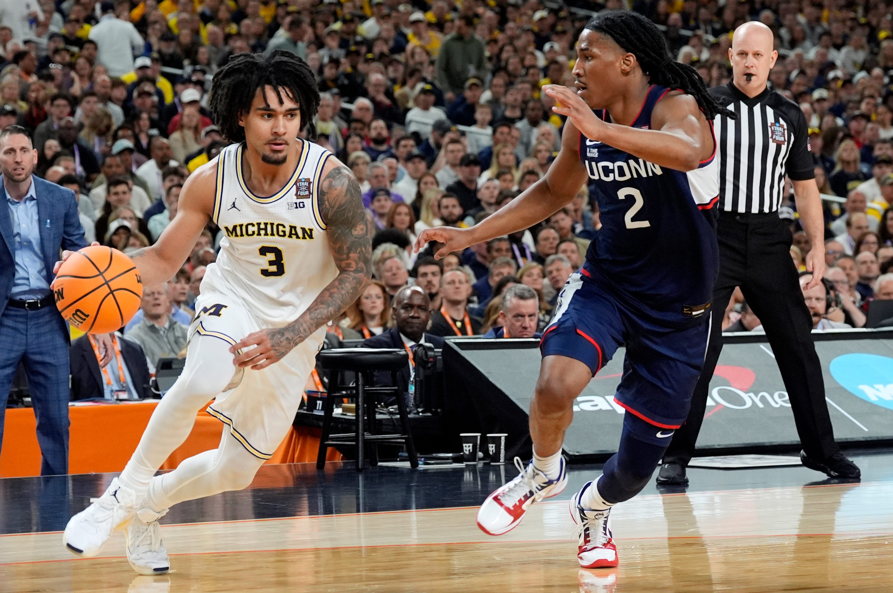 Michigan vs UConn live updates in national title, Yaxel Lendeborg ...
