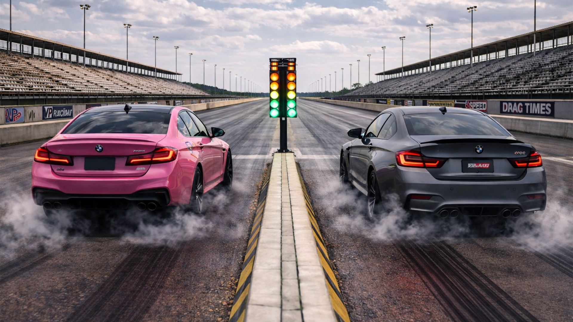 BMW M4 vs BMW M5 drag race