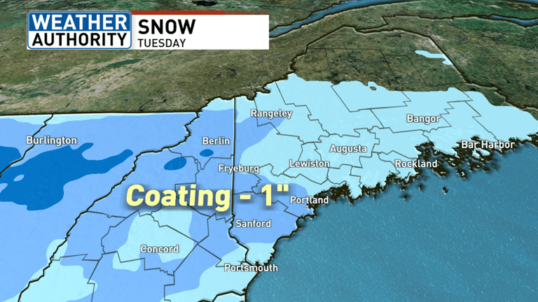 Bright, breezy start to the week before snow returns to Maine on Tuesday