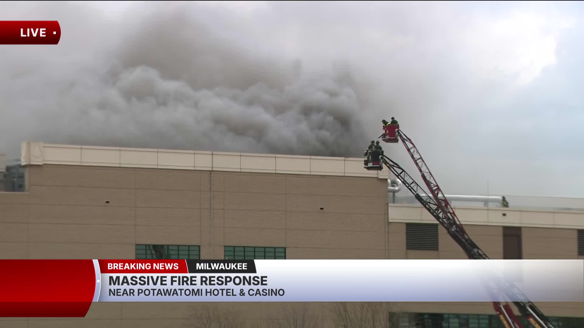 Large fire burning near Potawatomi Casino Hotel